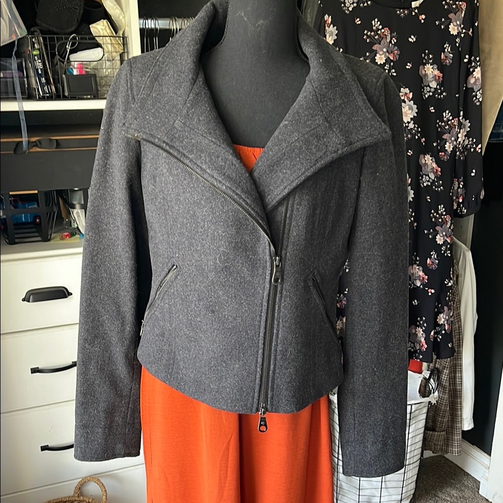 Martin + Osa Gray Blazer with Asymmetrical Closure and Structured Fit